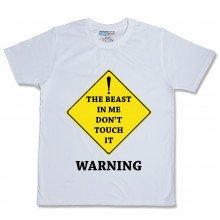 Men Round Neck White T-Shirt- Warning